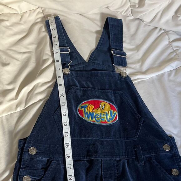 Vintage 90s/early 2000s Navy Blue Tweety Bird Overalls Looney Tunes Adult XS - Picture 6 of 8